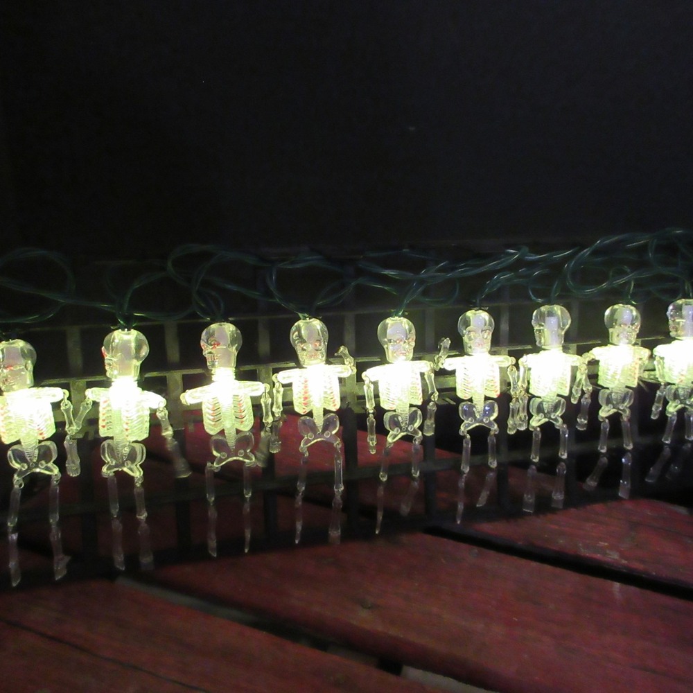 NOMA Flickering Skeleton Halloween String Lights 10 Clear Skeletons 11 Ft Indoor
